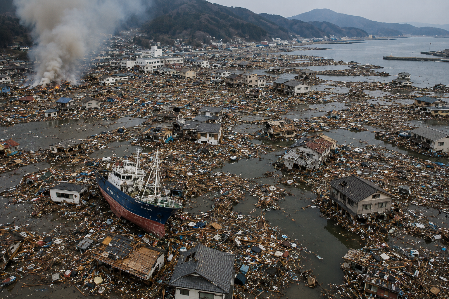 Representação do Grande Terremoto e tsunami de Tōhoku em 2011